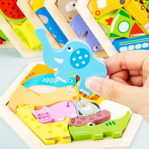 2 1 piece Wooden Hexagon Shape Puzzle Board (Size 7 inch)