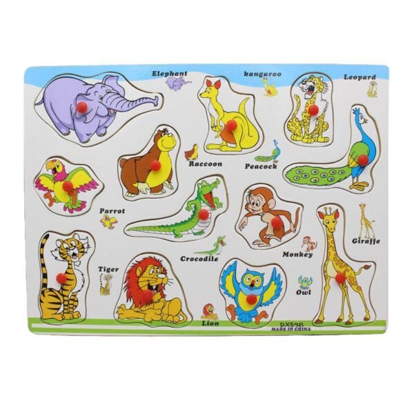 2-35-1 1 piece Wooden Animal Peg Puzzle Board Size A4 (11.5/8.5")