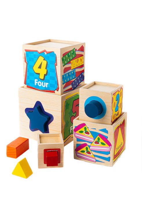 237649 Wooden Stacking and Shape Sorting Toy