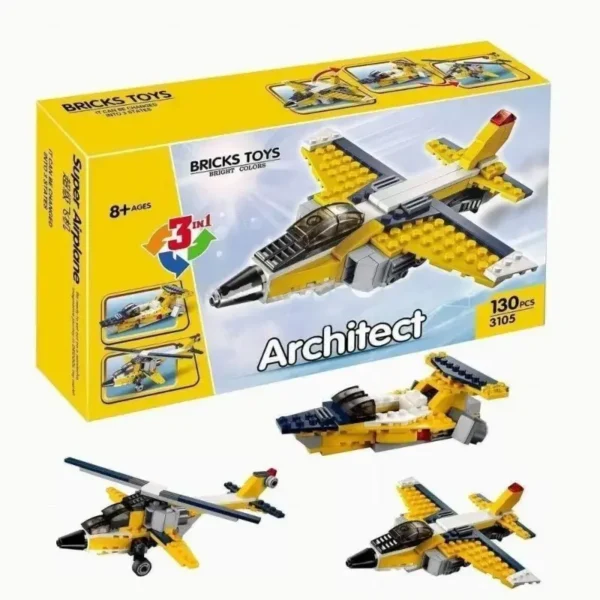 3_1bc9880f-feb1-456c-a5ed-4fe2e2d9531c Decool Architect 3-in-1 Super Airplane Building Block Set – 130+ Pieces