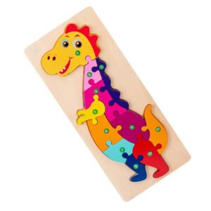 3bd144be86261600ecaed41ba0405320 Colorful Wooden Dino Shaped Puzzle with Numbers (Size 11/5 Inch)