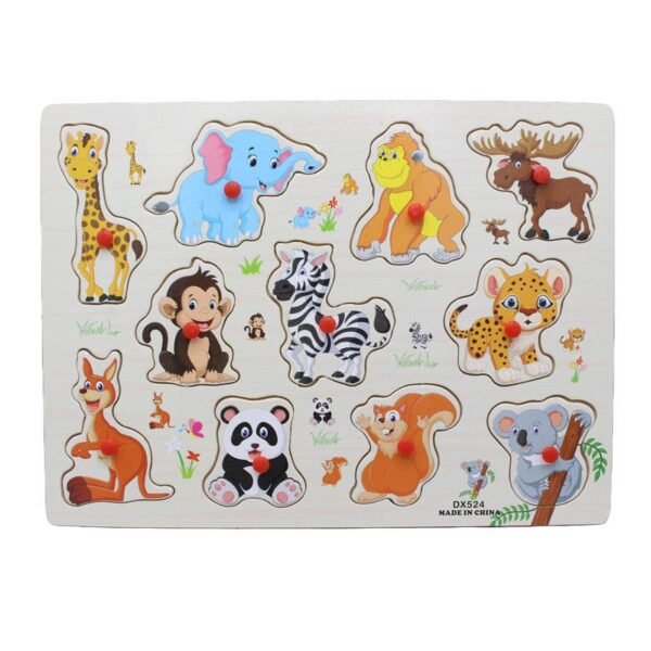 4 1 piece Wooden Animal Peg Puzzle Board Size A4 (11.5/8.5")