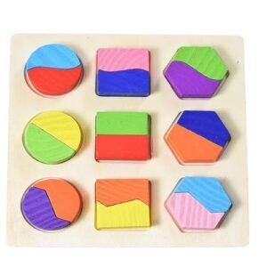 Wooden Geometric Shape Early Education Toys Fraction puzzle Size 5 Inch