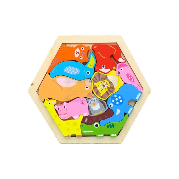 5 1 piece Wooden Hexagon Shape Puzzle Board (Size 7 inch)