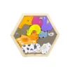 6 1 piece Wooden Hexagon Shape Puzzle Board (Size 7 inch)