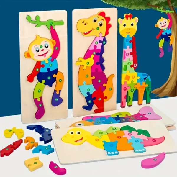 96bfbd3298c13b68bbb02a7eaeec156b Colorful Wooden giraffe Shaped Puzzle with Numbers (Size 11/5 Inch)