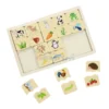 Animals-Food-Puzzle-Bingo-1 Animals Food Puzzle Game Wooden Tray (8 Inch)