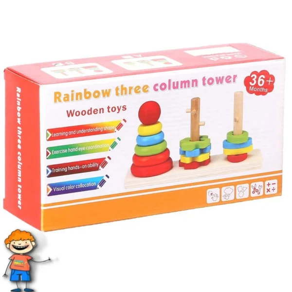 Rainbow Three Column Tower-Wooden