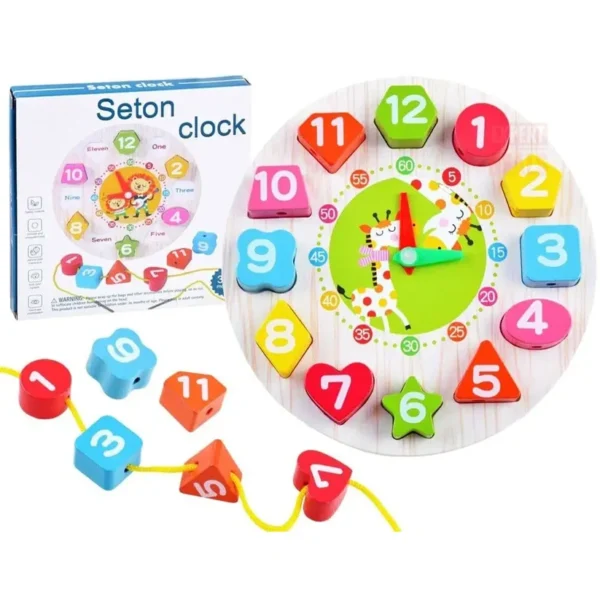ShapeSortingClock Wooden Seton Shape Color Sorting Clock