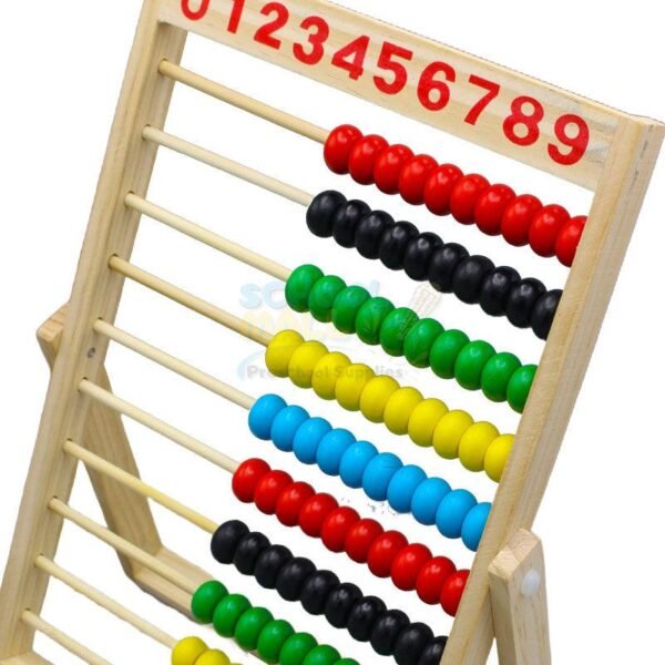 Wooden-Colorful-Beads-Abacus-SM-2 1 piece Wooden Colorful Beads Abacus with Stand Size(8.5 Inch)
