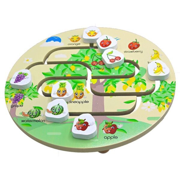 Wooden-Fruit-Maze-Toy Wooden Fruit Maze size 9 Inch
