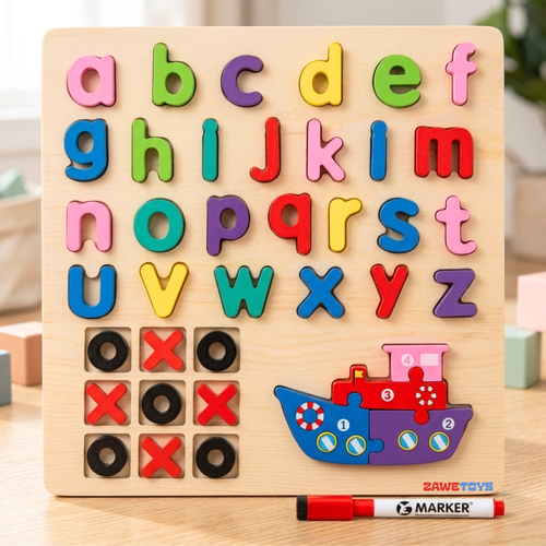 4-in-1 Wooden Montessori Learning Board Size 10 Inch
