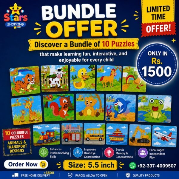 Bundle of 10 jigsaw puzzles (size of puzzle 5.5 inch)