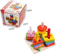 Wooden Shape Sorter Toy Four Column Set