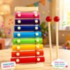 download (4) 1 piece Wooden Rainbow Colourful Xylophonoe Size 10 Inch
