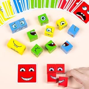 f227f66e9b53c891e49504525b082f69 Face Changing Expression Puzzle Matching Blocks Game Toy For Kids box size 9.5cm*9.5cm