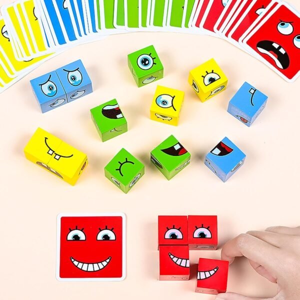 f227f66e9b53c891e49504525b082f69 Face Changing Expression Puzzle Matching Blocks Game Toy For Kids box size 9.5cm*9.5cm