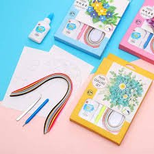 images Paper Quilling Craft Kit for Kids 6+ – DIY Paper Flower Art Set with Colored Strips & Glue.