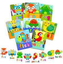 images (43) Wooden 3d Animal with name Puzzle