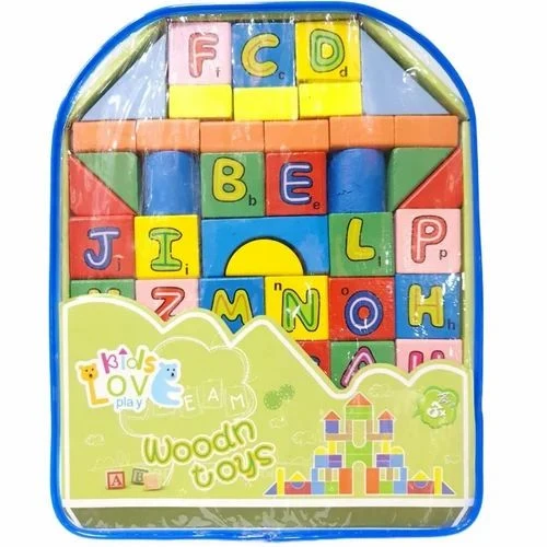 Wooden ABC Puzzle Blocks with Bag