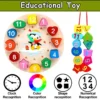 wooden_clock_8 Wooden Cognitive Color and Shape Sorting Clock Number Lacing