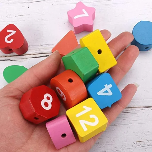 woodenclock4 Wooden Cognitive Color and Shape Sorting Clock Number Lacing