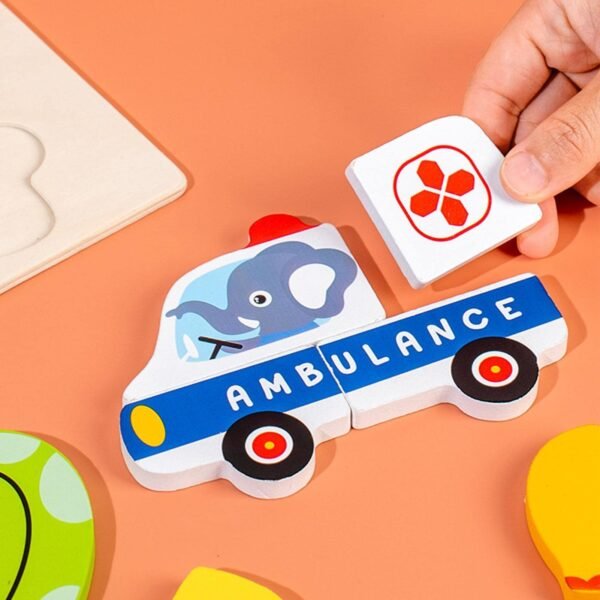 3D Wooden Puzzles Cute  Transport Portable Intelligence Puzzle